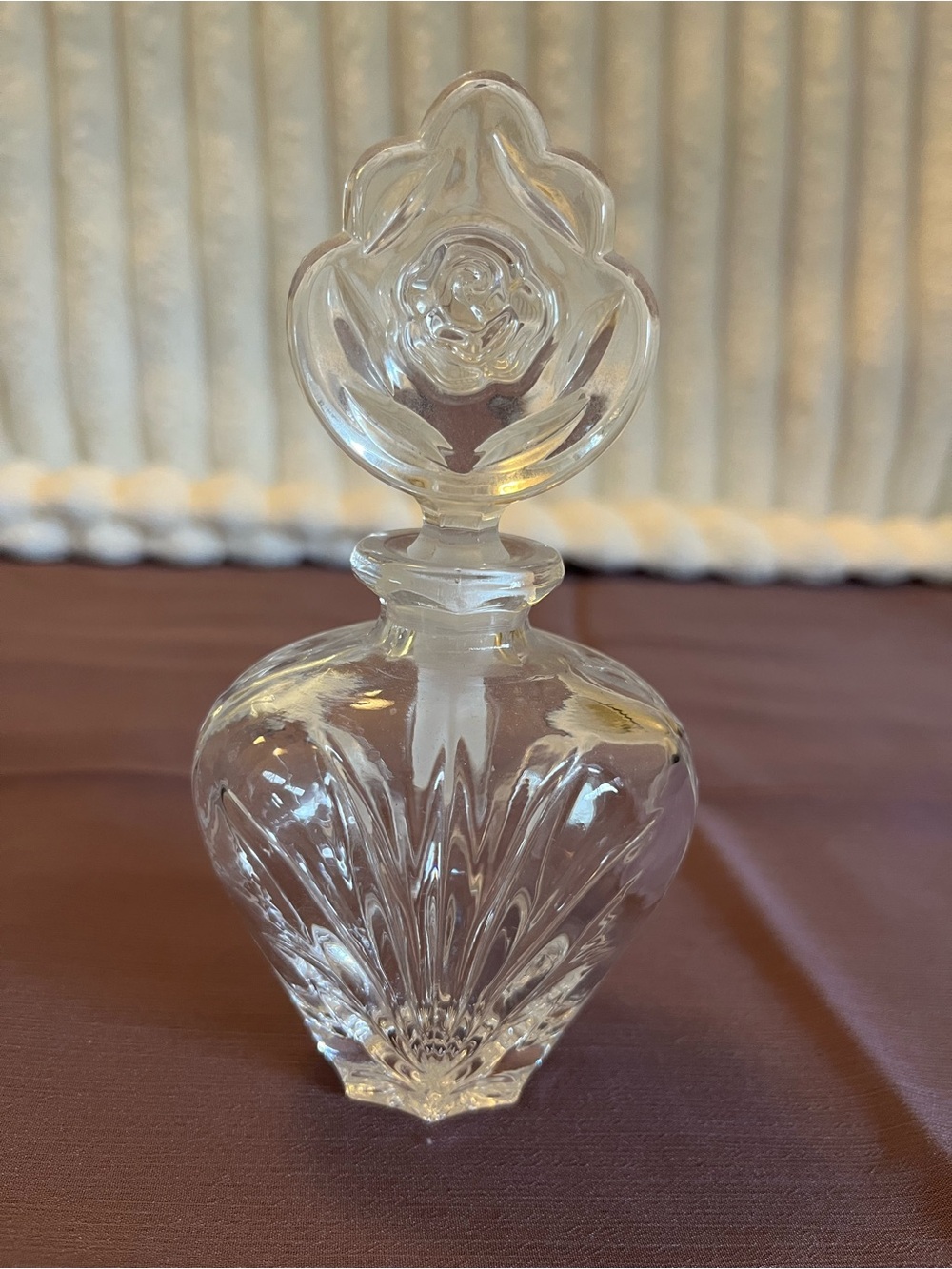 Vintage Crystal Perfume Bottle featuring an American Rose Stopper